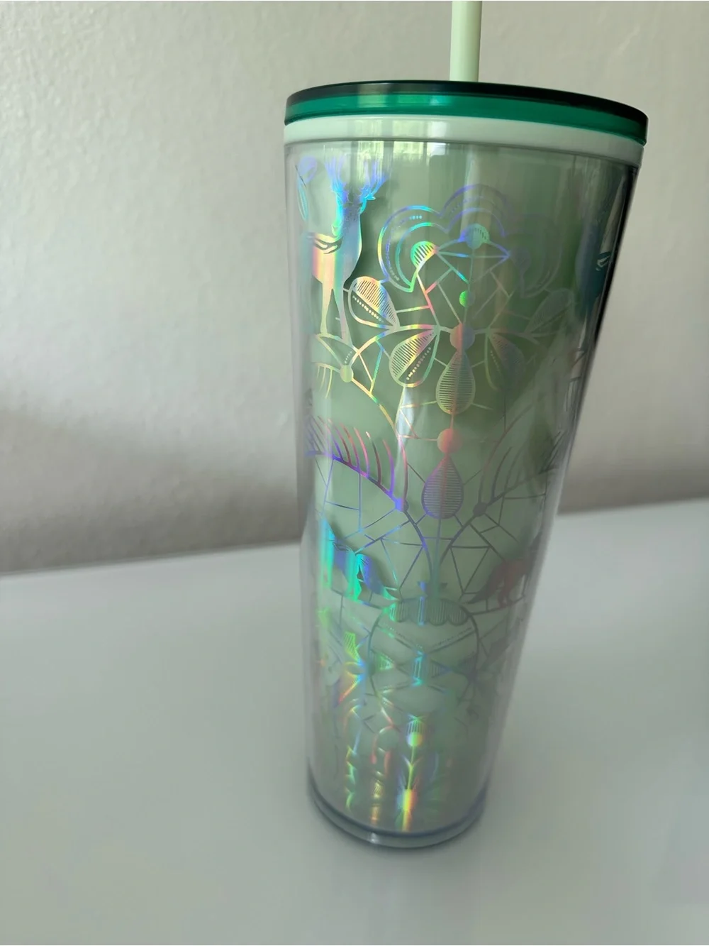 Starbucks 2022 holiday mint winter woodland color change tumbler 24 oz. NWT.